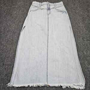 Cello Denim Skirt Size Medium Maxi Long Leg Slits Light Wash Pockets